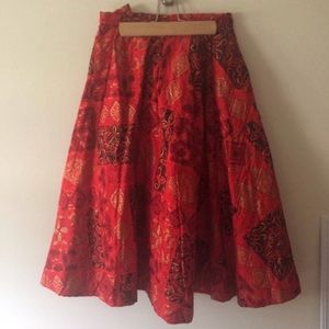 Vintage Cordana Red Quilted Circle Skirt Tiki